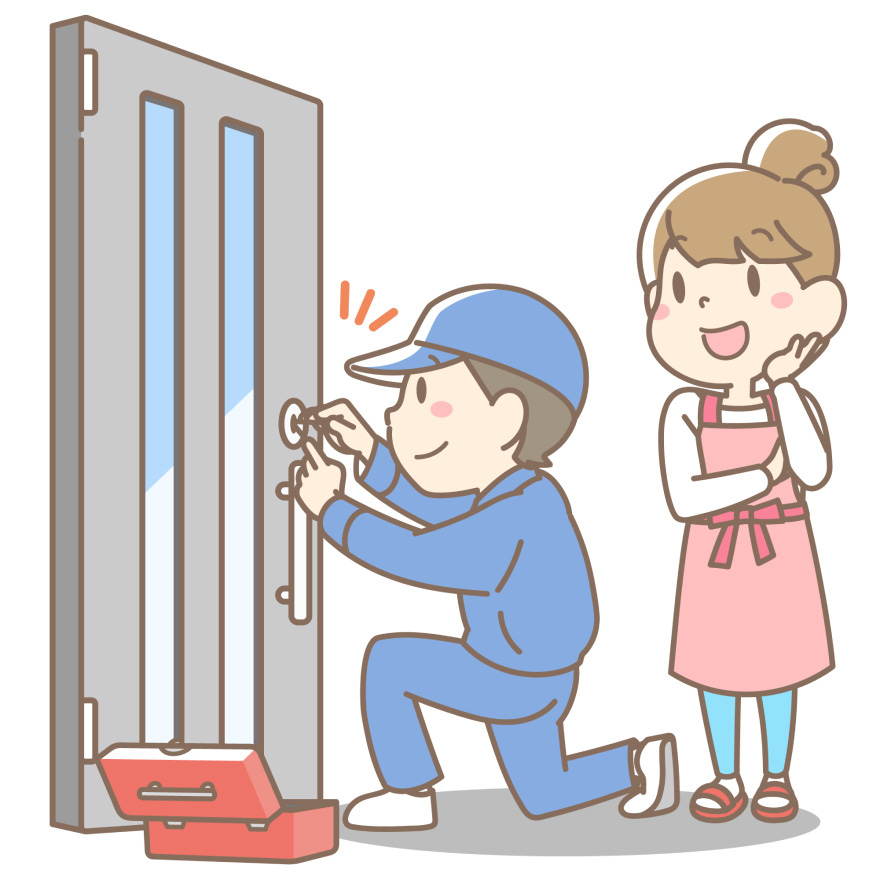 空き巣対策をしている作業員